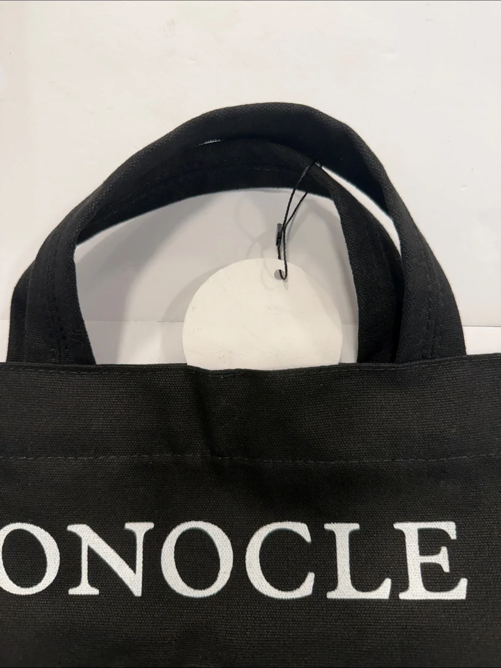 Monocle Black Canvas Messenger Bag with Shoulder Strap